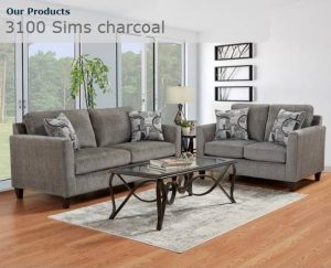 3100 Sims Charcoal Sofa Set