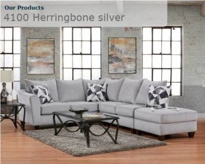 4100 Herringbone Silver Sectional Sofa Set