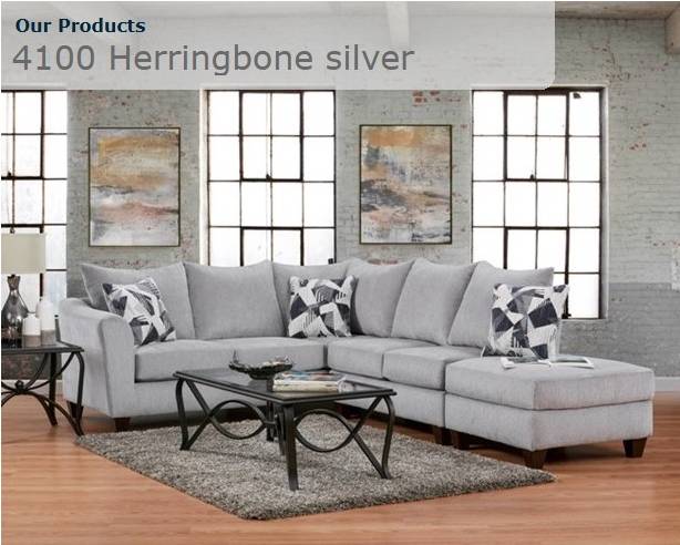 4100 Herringbone Silver Sectional Sofa Set