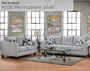 4100 Herringbone Silver Sofa Set