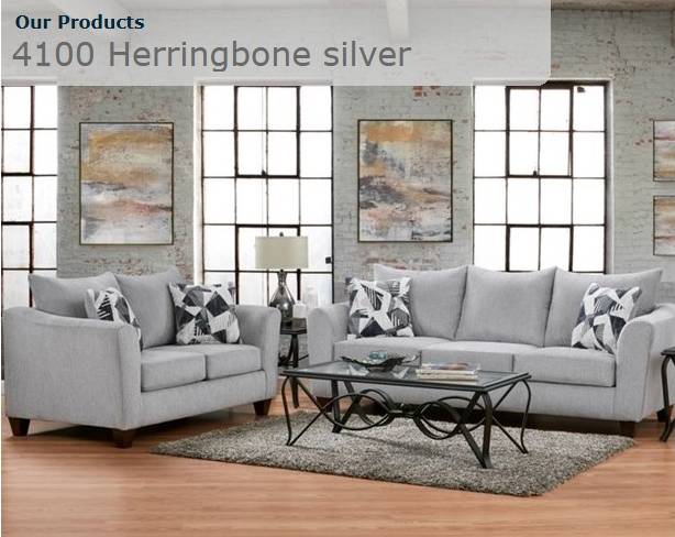 4100 Herringbone Silver Sofa Set