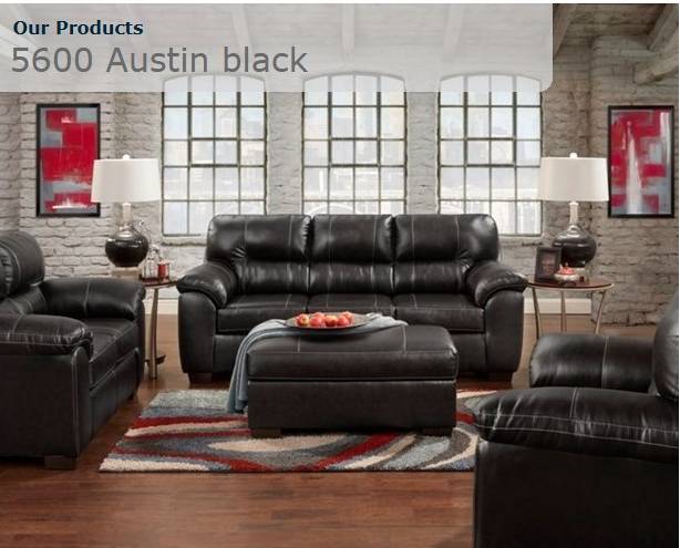 5600 Austin Black Sofa Set