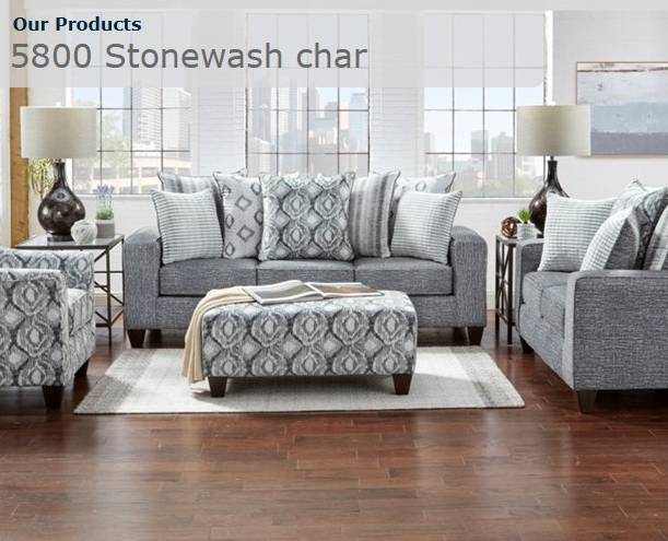 5800 Stonewash Char Sofa Set