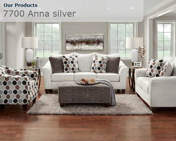 7700 Anna Silver Sofa Set