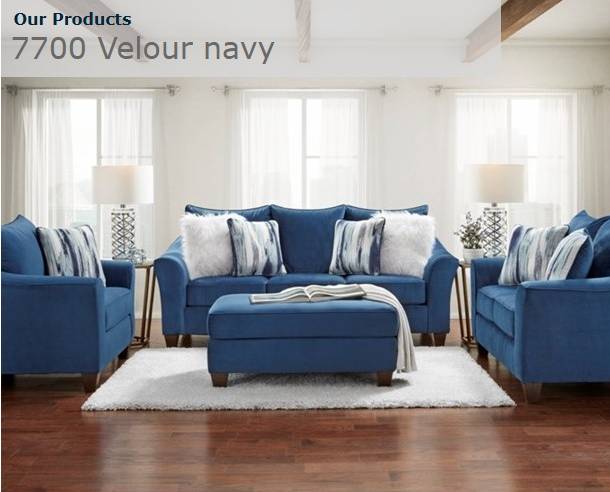 7700 Velour Navy Sofa Set