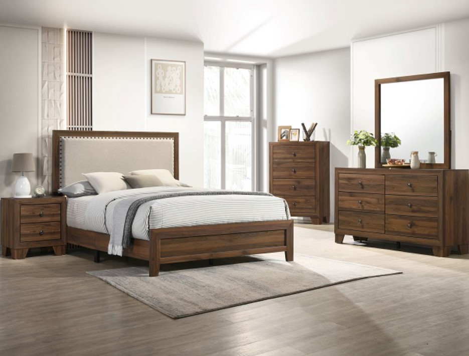 Setb9255 Millie Upholstered Bed Group Brown